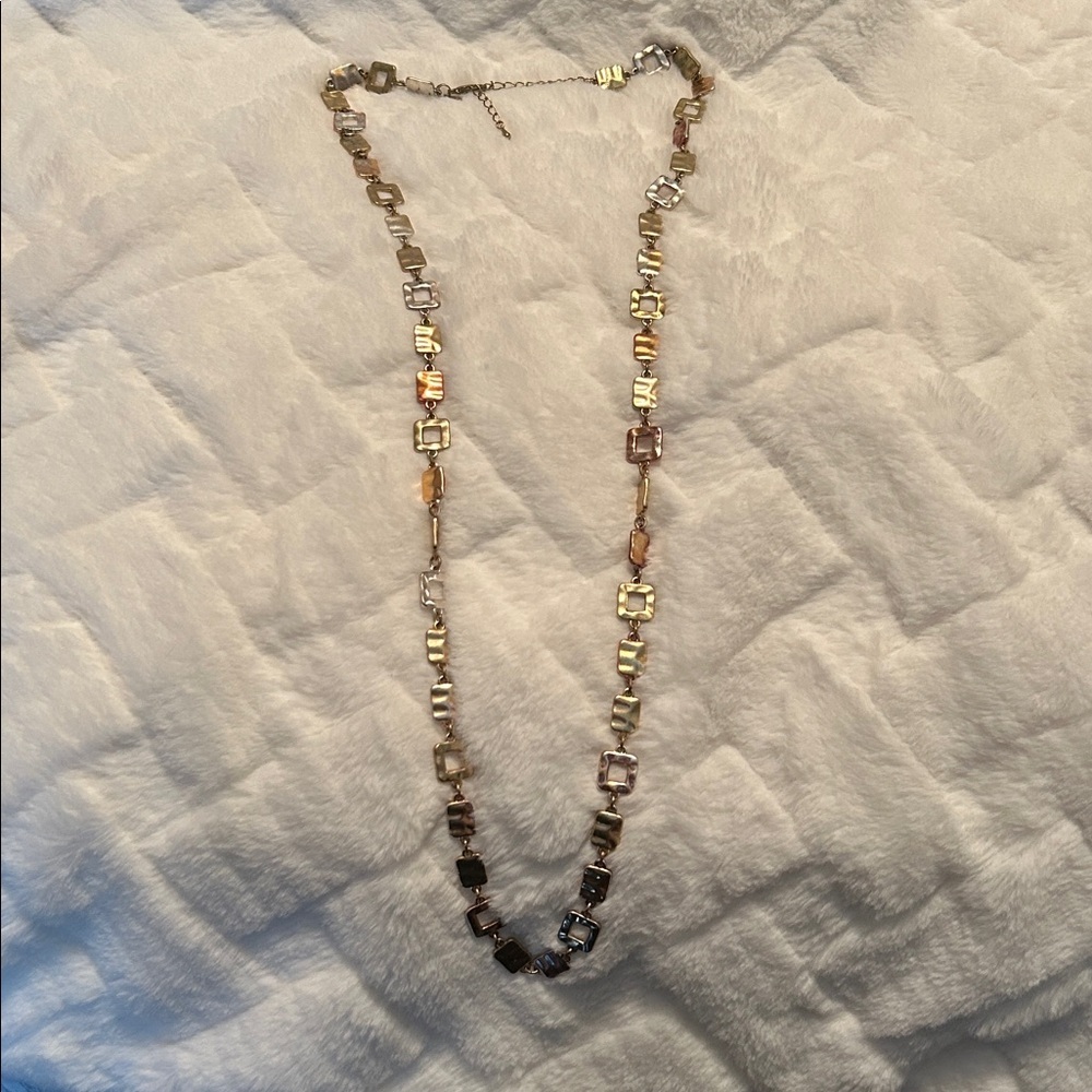 Lia Sophia Rhyme & Reason gold and silver hammered Necklace. 20”